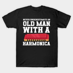 Never Underestimate An Old Man With A Harmonica T-Shirt